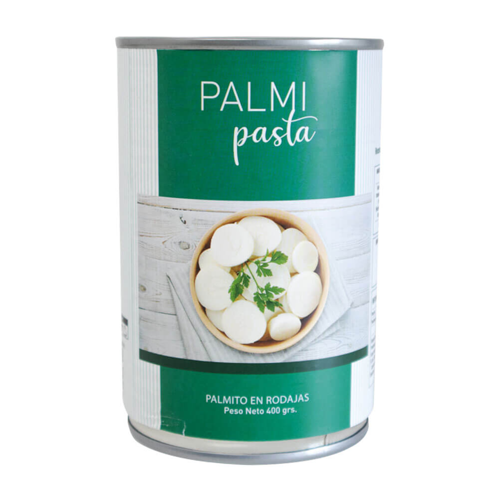 palmitos en rojadas calidad premium marca palmipasta lata de 400 gramos